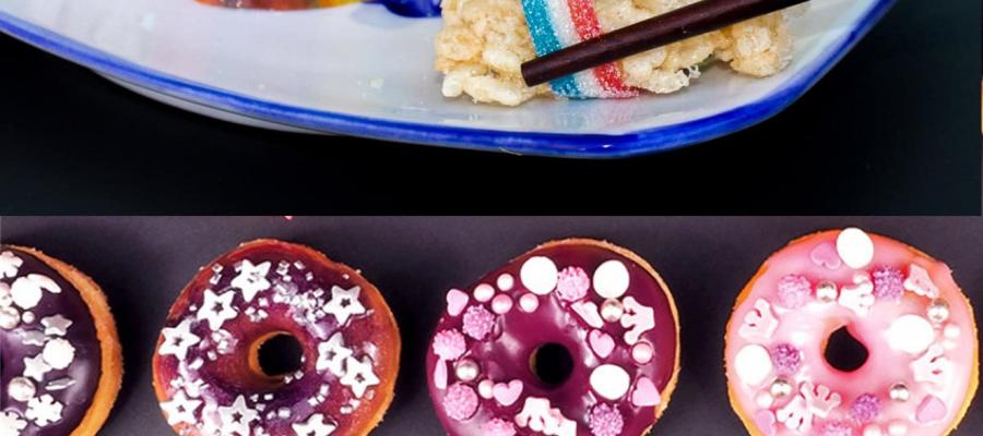 candy sushi rolls & rainbow donuts